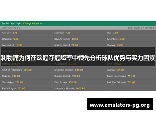 利物浦为何在欧冠夺冠赔率中领先分析球队优势与实力因素