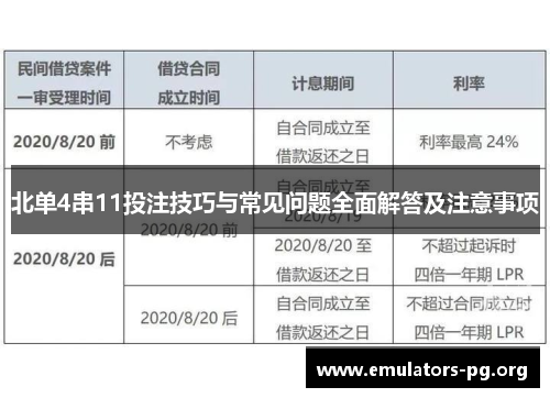 北单4串11投注技巧与常见问题全面解答及注意事项